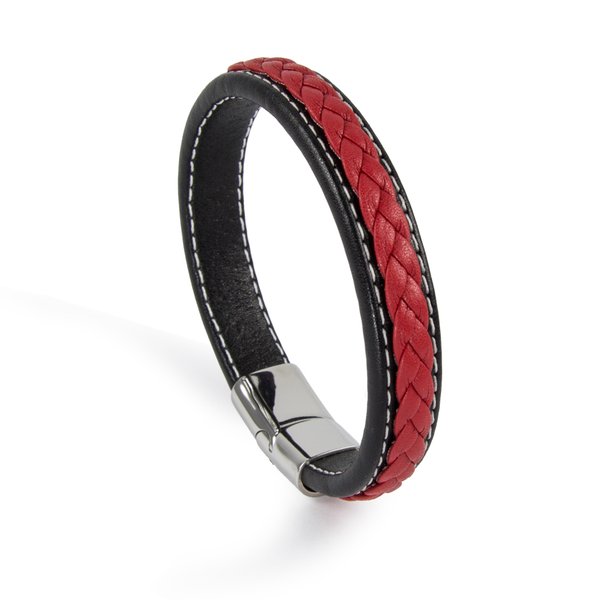 Black-Red Leather Braided Bracelet - High-Quality Craftsmanship for Distinct Personalities