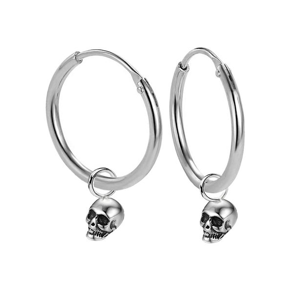 Ohrhänger Ohrringe mit einem Totenkopf aus Sterling Silber 925 für Damen, Herren und Girls
