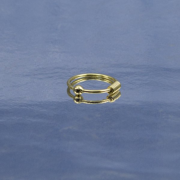Piercing Ring 925 Sterling Silber Vergoldet dünn (Ball Closure) Hoop Nasenring (Gelbgold)