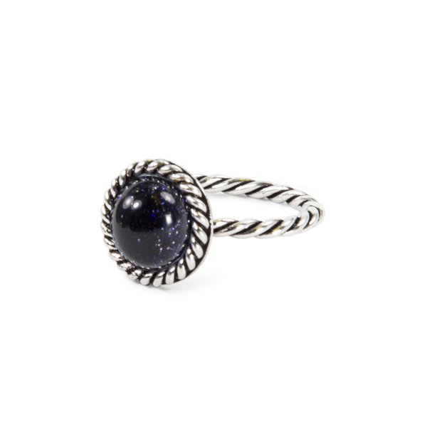 Handgefertigter Ring aus 925er Sterlingsilber mit quarzblauem Galaxy-Stein