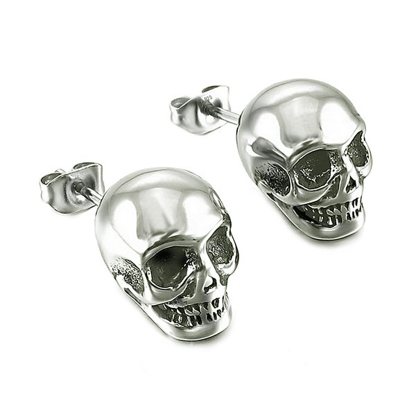 Stylishly Designed Skull Stud Earrings: 925 Sterling Silver Elegance