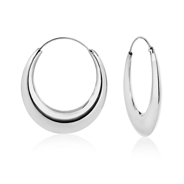 Large and Thick 925 Sterling Silver Hoop Earrings with Push-and-Pull Clasp