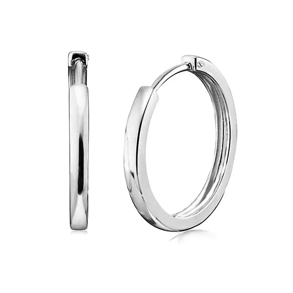 925 Sterling Silver Hoop Earrings with Buckle Closure