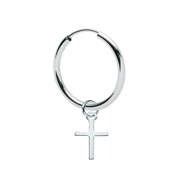 Creolen Ohrringe mit Kreuz Sterling Silber 925 für Damen und Herren