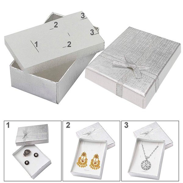 Schmuck Geschenkbox Set Etui 8,5x6,5x2,5 cm für Kette, Ohrringe und Ring