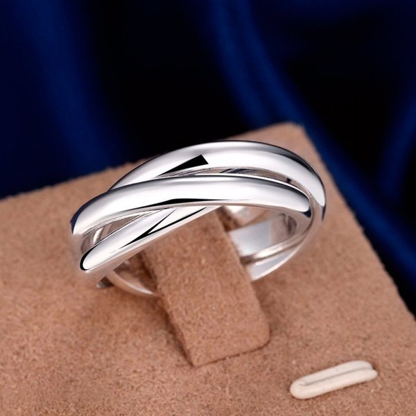 Ring Wickelring massiv glänzend 3 Ringe beweglich Sterling Silber 925 für Damen und Girls