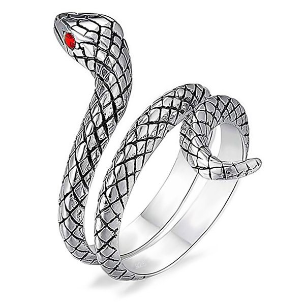 Ring Schlange aus Sterling Silber 925 mit roten Augen aus Zikonia für Damen und Girls Verstellbar