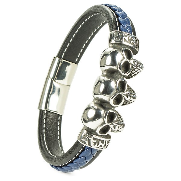 Elegant Black and Blue Leather Bracelet: High-Quality, User-Friendly Design for Every Occasion