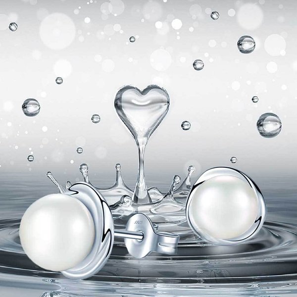 Ohrstecker 925 Sterling Silber mit Weißen Süßwasserzuchtperlen für Damen und Girls