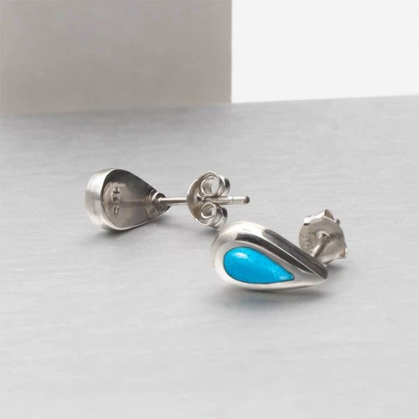 Ohrstecker 925 Sterling Silber Ohrringe mit Edelsteinen in Form von Wassertropfen in türkisblauer