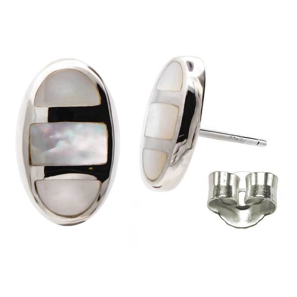 Ohrstecker 925 Sterling Silber Ohrringe in ovaler Form mit Weiß Mondstein-Edelsteinen für Damen