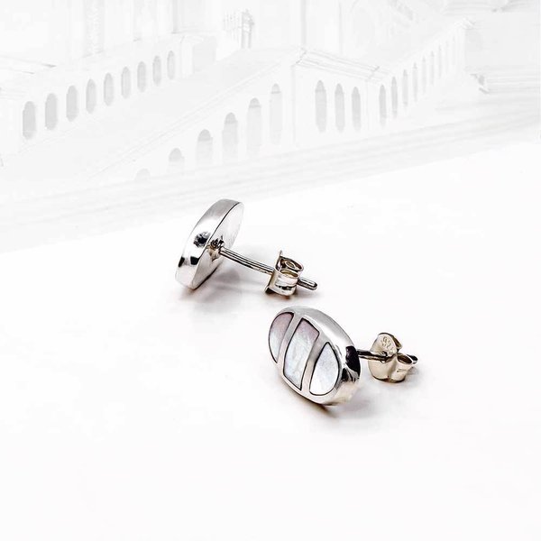 Ohrstecker 925 Sterling Silber Ohrringe in ovaler Form mit Weiß Mondstein-Edelsteinen für Damen