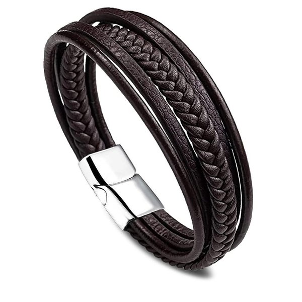 High-Quality Brown Leather Multi-Strand Bracelet - Crafted for Distinct Personalities